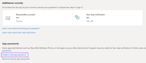 Enable App Passwords
